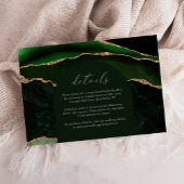 Hunter Green Gold Agate Arch Wedding Details Informatiekaartje