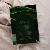Hunter Green Gold Agate Arch Wedding Details Informatiekaartje