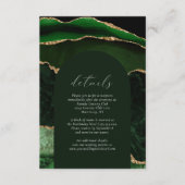 Hunter Green Gold Agate Arch Wedding Details Informatiekaartje (Voorkant)