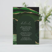 Hunter Green Gold Agate Arch Wedding Details Informatiekaartje (Staand voorkant)