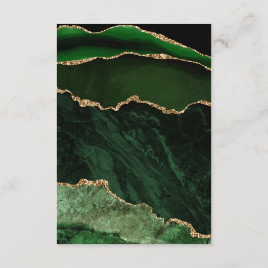 Hunter Green Gold Agate Arch Wedding Details Informatiekaartje (Achterkant)