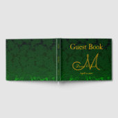 Hunter Green Gold Weduwing Reception Monogram Gastenboek (Volledig)
