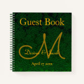 Hunter Green Gold Weduwing Reception Monogram Notitieboek (Voorkant)