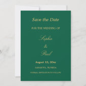Hunter Green Golden Beige Bewaar de datum Save The Date (Voorkant)