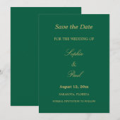 Hunter Green Golden Beige Bewaar de datum Save The Date (Voorkant / Achterkant)
