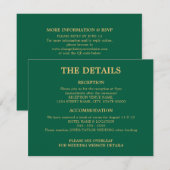 Hunter Green Golden Beige Wedding QR Code Details Informatiekaartje (Voorkant / Achterkant)
