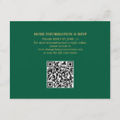 Hunter Green Golden Beige Wedding QR Code Details Informatiekaartje (Achterkant)
