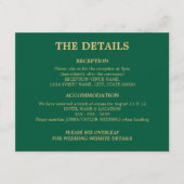 Hunter Green Golden Beige Wedding QR Code Details Informatiekaartje (Voorkant)