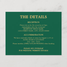 Hunter Green Golden Beige Wedding QR Code Details Informatiekaartje