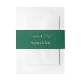 Hunter Green Golden Beige Wedding Uitnodigingen Wikkel