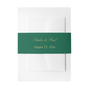 Hunter Green Golden Beige Wedding Uitnodigingen Wikkel