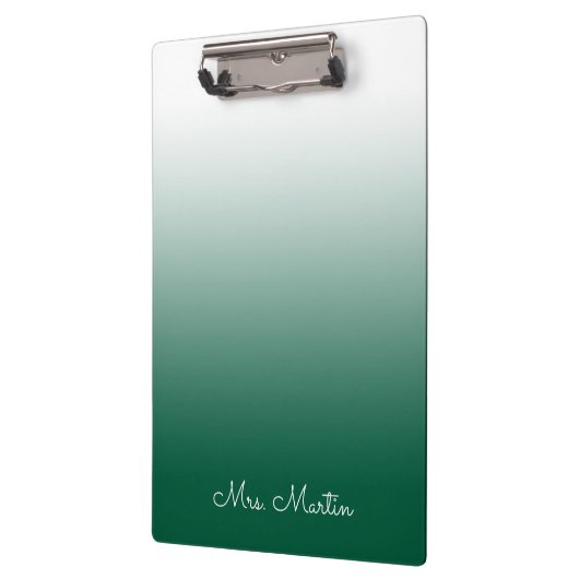 Hunter Green Gradient Gepersonaliseerde Leraar Klembord (Links)