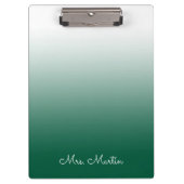 Hunter Green Gradient Gepersonaliseerde Leraar Klembord (Voorkant)