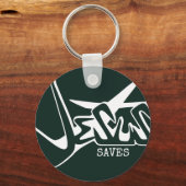Hunter Green Graffiti Jezus Redt Sleutelhanger (Voorkant)