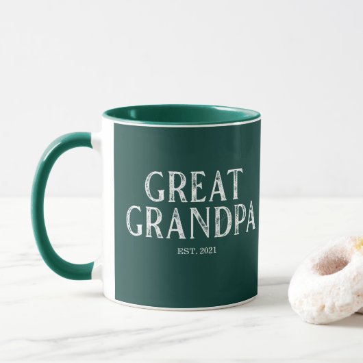 Hunter Green Great Grandpa Year ingesteld Mok (Met donut)