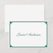 Hunter Green Griekse Key Border Wedding Place Card (Voorkant / Achterkant)