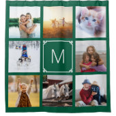 Hunter Green Griekse Key Monogram 8 Fotocollage Douchegordijn (Voorkant)