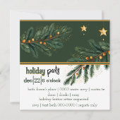 Hunter Green Holiday Pine en Gold Stars Party (Voorkant)