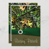 Hunter Green Hunting Camo Wedding Invitations Kaart (Voorkant / Achterkant)