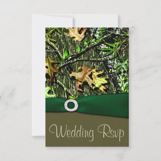 Hunter Green Hunting Camo Wedding RSVP-kaarten RSVP Kaartje (Voorkant)