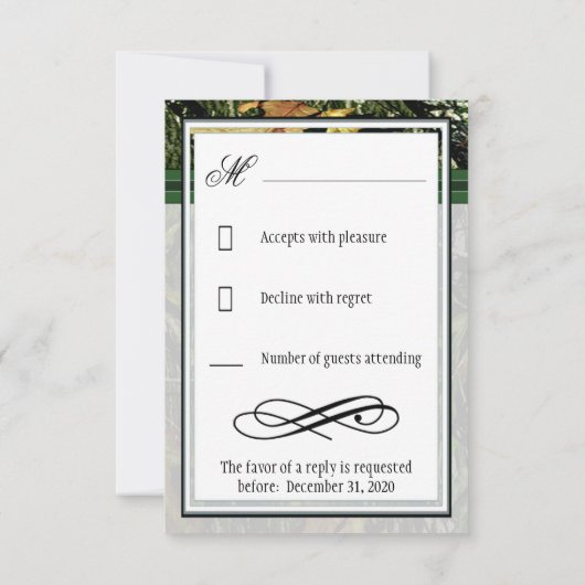 Hunter Green Hunting Camo Wedding RSVP-kaarten RSVP Kaartje (Achterkant)