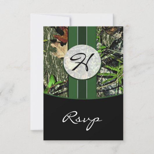 Hunter Green Hunting Camo Wedding RSVP-kaarten RSVP Kaartje (Voorkant)