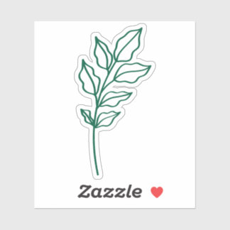 Hunter Green Leaf Glossy White Vinyl Sticker