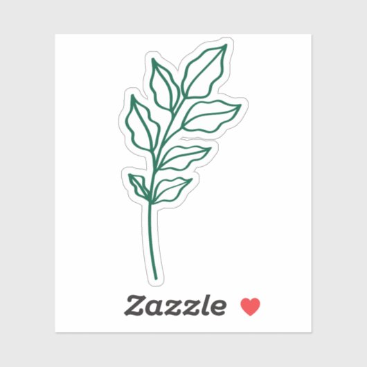 Hunter Green Leaf Glossy White Vinyl Sticker (Vel)