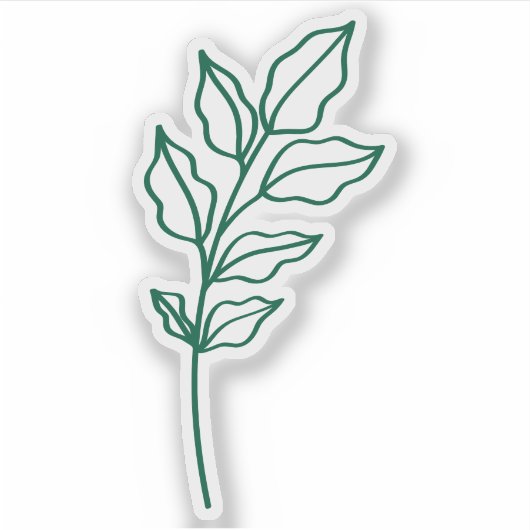 Hunter Green Leaf Glossy White Vinyl Sticker (Voorkant)
