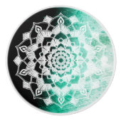 Hunter Green Mandala Keramische Knop (Voorkant)