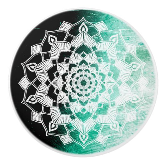 Hunter Green Mandala Keramische Knop (Voorkant)