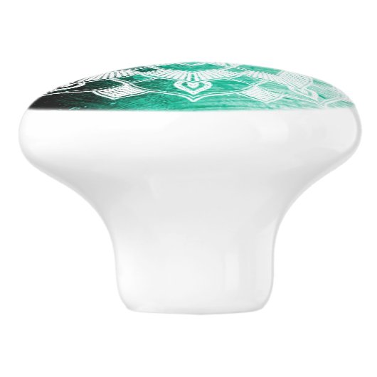 Hunter Green Mandala Keramische Knop (Zijkant)