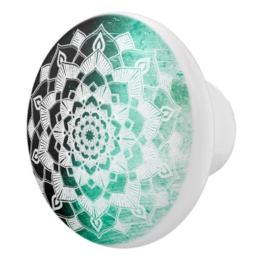 Hunter Green Mandala Keramische Knop (Rechts)