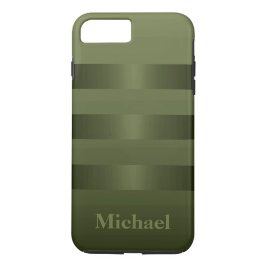 Hunter Green Manly Stripes Monogram Case-Mate iPhone Case (Achterkant)