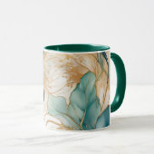 Hunter Green met Golden Border Abstract Mok (Voorkant rechts)