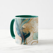 Hunter Green met Golden Border Abstract Mok (Voorkant links)