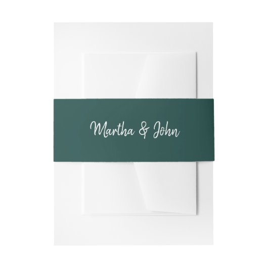 Hunter Green Minimal Script Wedding Uitnodigingen Wikkel (Voorkant Voorbeeld)