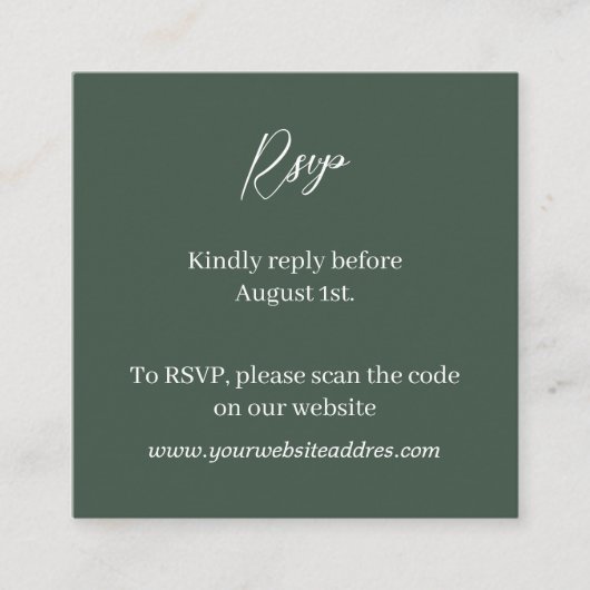 Hunter Green minimalist Informatiekaartje (Voorkant)