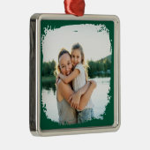 Hunter Green Modern Grunge Border Foto Metalen Ornament (Rechts)