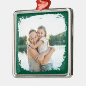 Hunter Green Modern Grunge Border Foto Metalen Ornament (Links)