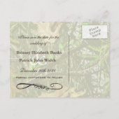 Hunter Green Monogram Camo Wedding Bewaar de datum Aankondigingskaart (Achterkant)