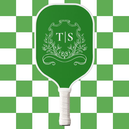 Hunter Green Monogram Classic Crest Pickleball Paddle