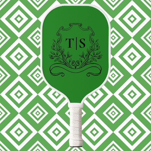 Hunter Green Monogram Classic Crest Pickleball Paddle