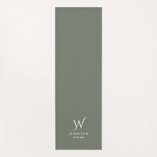 Hunter green Monogram en Name Yoga Mat (Voorkant)