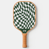 Hunter Green Monogram  golvend geruit Pickleball Paddle (Voorkant)
