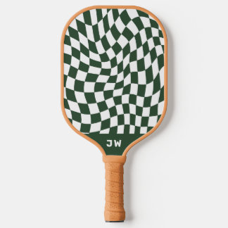 Hunter Green Monogram  golvend geruit Pickleball Paddle