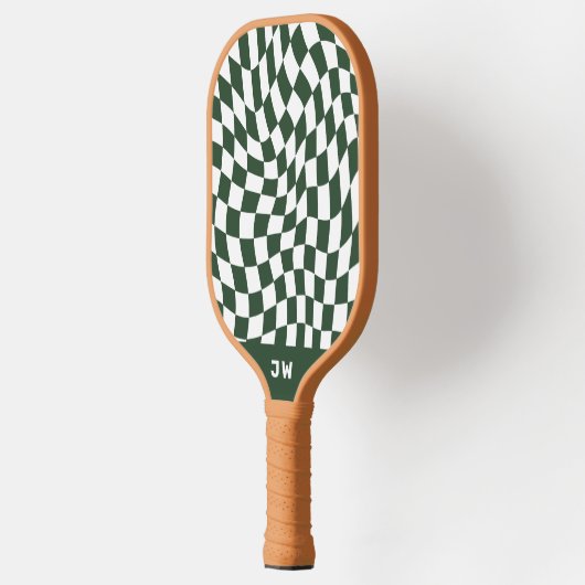 Hunter Green Monogram  golvend geruit Pickleball Paddle (Links)