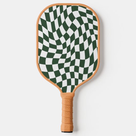 Hunter Green Monogram  golvend geruit Pickleball Paddle (Achterkant)