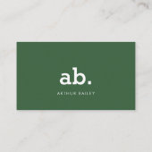 Hunter Green Monogram | Modern minimalistisch Visitekaartje (Achterkant)