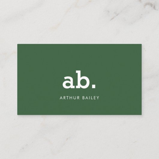 Hunter Green Monogram | Modern minimalistisch Visitekaartje (Achterkant)